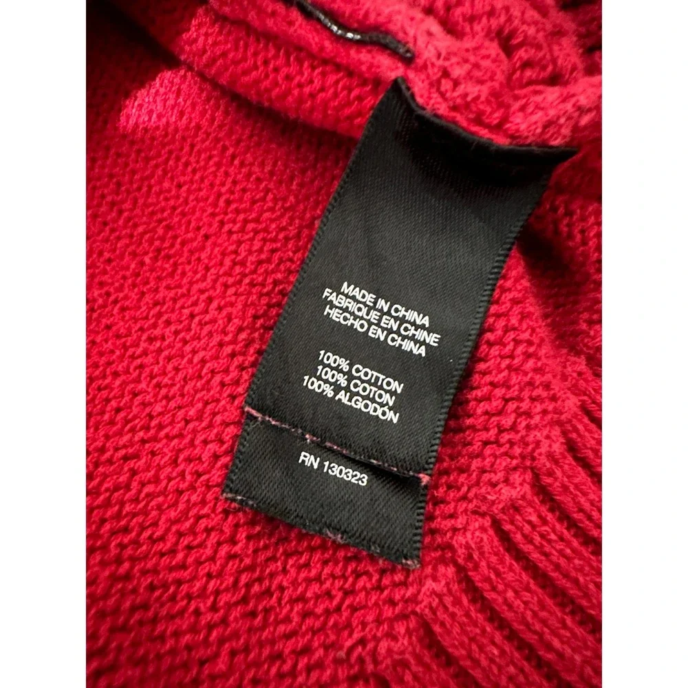 Sean John Mens 3XL Sweater Red Cable Knit Shawl Neck Toggle